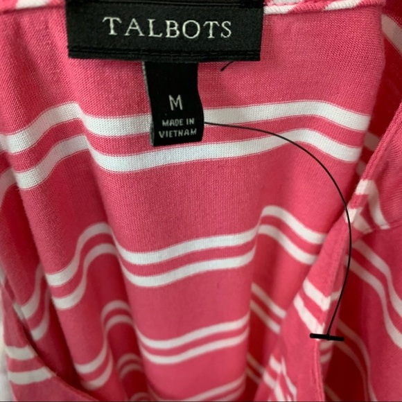 Talbots Pink Striped Rayon V Neck 3/4 Sleeve Top NWOT - Picture 3 of 6
